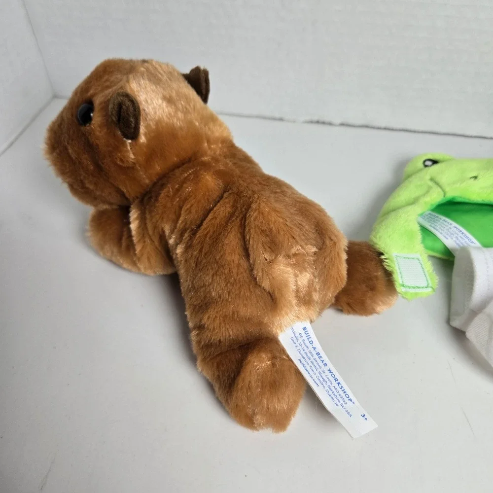 Build A Bear Walmart Capybara Plush Stuffed Animal Mini Bean With Frog Hat Shirt